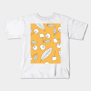 Cherry pattern on yellow background Kids T-Shirt